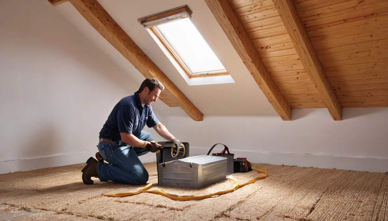 Friendly pest and wildlife provider inspecting an attic of a Sunset Hills home with a flashlight